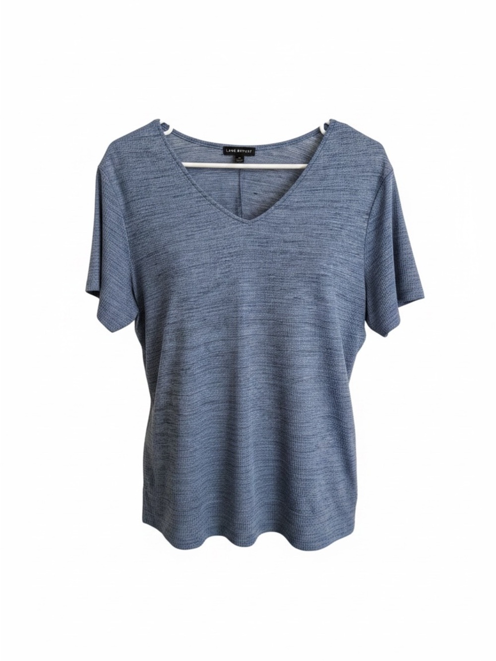 Lane Bryant Heathered Blue V-Neck Short Sleeve Top